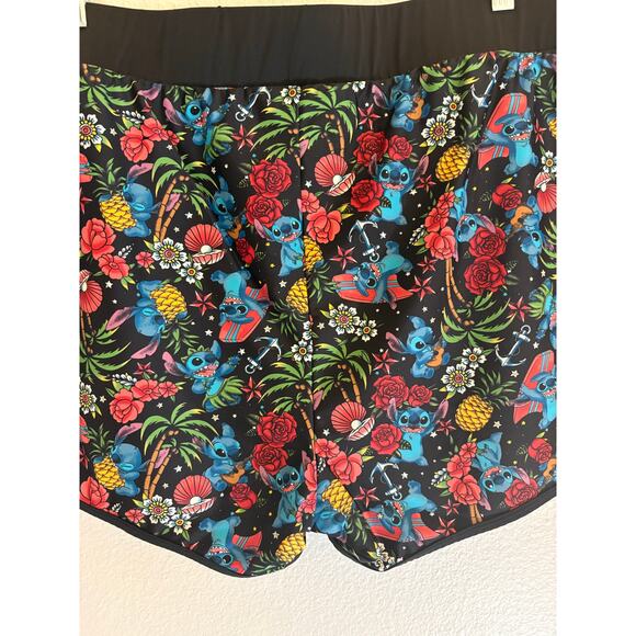 TORRID DISNEY Swim Shorts Bathing Suit Lilo & Stitch Black Floral Hawaiian | 4X - Picture 4 of 8